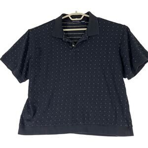 Knightsbridge Polo Shirt Men XL Blue Mircro Print Short Sleeve Cotton Golf Rugby